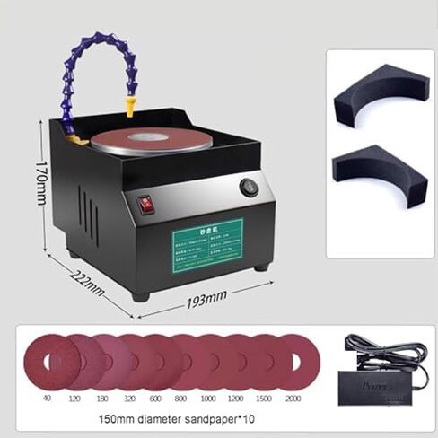 Wet Bench Sander Knife Sharpener Tool, Electric 350W, 7 Speeds up to 3350r/min, Includes 10 Sandpaper Sheets, for Scissors and Metal Working in Kuwait