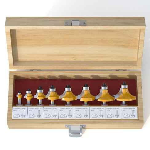 FivePears 8-Piece Roundover Router Bit Set - 1/4" Shank, Rounding Bits for Edging: 1/16", 1/8", 3/16", 1/4", 5/16", 3/8", 7/16", 1/2" Radius in Saudi Arabia