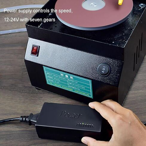 Wet Bench Sander Electric Knife Sharpener Tool, 350W, 7 Speed Adjustable 3350r/min, Includes 10 Sandpaper Sheets, Suitable for Scissors and Metal Working in Kuwait