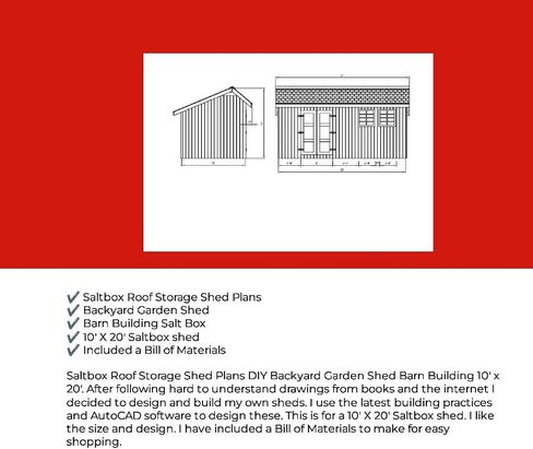 Saltbox Roof Storage Shed Plans DIY Backyard Garden Shed Barn Building 10'x20' in Kuwait