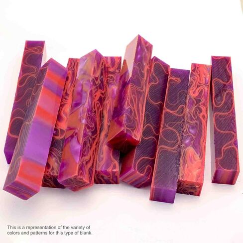 Legacy Woodturning, Acrylic Pen Blank, Royal Purple with Orange Lines, 5" x 3/4" x 3/4", 7 Pack in Kuwait