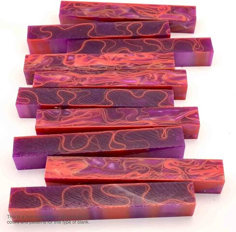 Legacy Woodturning, Acrylic Pen Blank, Royal Purple with Orange Lines, 5" x 3/4" x 3/4", 7 Pack in Kuwait