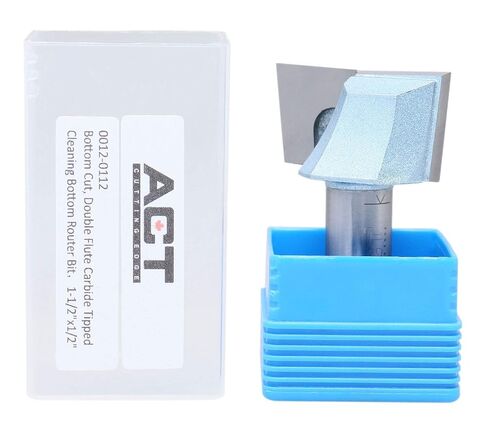 Accusize Industrial Tools 1/2" Shk Dia x 1" Cutting Dia Double Flute Carbide Tipped Bottom Cleaning (Surface Planing) Router Bit, 0012-0001 | 1/2 in Shank, 20mm Flute Length, 58mm OAL, 2 Flute Tungsten Carbide, for CNC and Portable Routers, 0012-0001 in Saudi Arabia