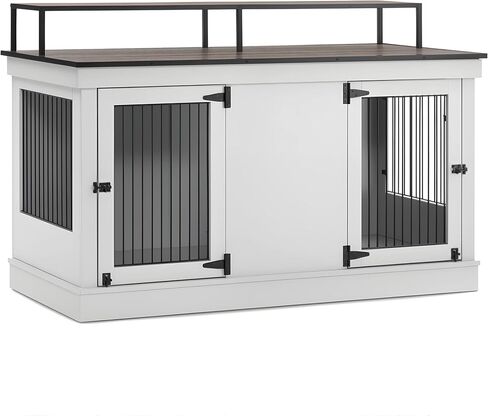 MCombo Large Dog Crate Furniture TV Stand, Wooden Dog Kennel with Double Doors, Indoor Furniture Style Dog Crate House End Table, 1861 (Black) in Saudi Arabia