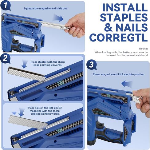 Electric Staple Gun, 3/8" Cordless Brad Nailer,2 in 1 Brushless Nail Gun/Staple Gun with 1000 Nails and 1000 Staples（T50、J10）, Cordless Fix Nailer 2 Mode - Single Firing and Contact Firing in Saudi Arabia