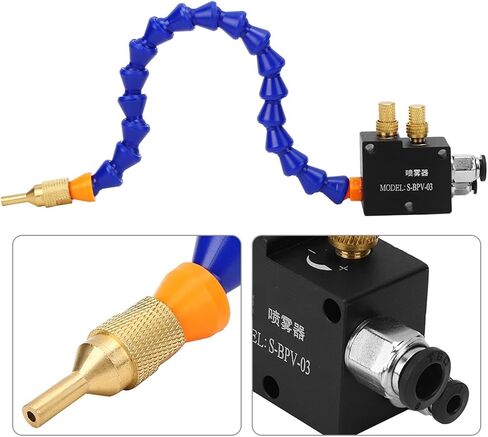 Jeanoko Mist Coolant Lubrication Spray System, S-BPV-03 Coolant Sprayer 0.1MPa-0.8MPa for Tapping Machines Metal Cutting Engraving Cooling Sprayer Machine Air Pipe CNC Lathe Milling Drill in Kuwait