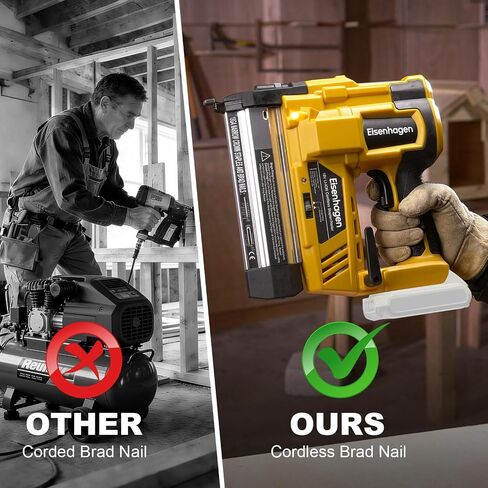 Cordless 2" Brad Nailer Compatible with Dewalt 20V Battery (No Battery and Charger), 2-in-1 Electric Nail Gun, 20V Staple Gun Battery Powered with 1000 Nails for Woodworking & Home in Kuwait