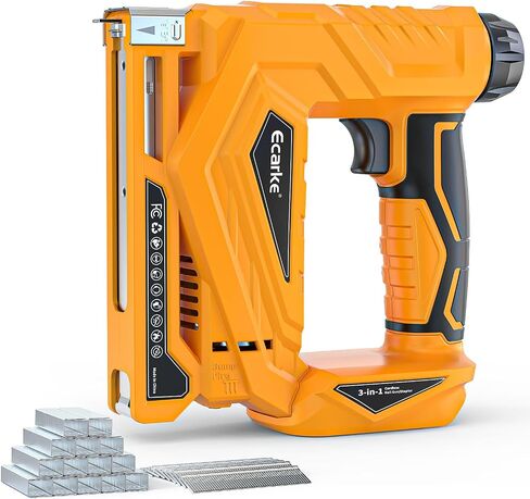 Ecarke Cordless Brad Nailer Compatible with Milwaukee 18V Battery - 2 in 1 18 Gauge Nail Gun T-50 Staple Gun with 2000pcs for Upholstery Leather Wood Home DIY - Tool Only - Lightweight 3LB in Kuwait