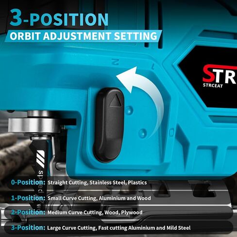 21V Cordless Jigsaw Tool, Electric Jig Saw with 2× 2.0Ah Batteries, 0°-45° Bevel Cuts, 4 Orbital Settings for Wood Cutting, 2800SPM Variable Speed, Mini Jigsaw for Straight/Curve/Circle Cutting (Blue) in Kuwait