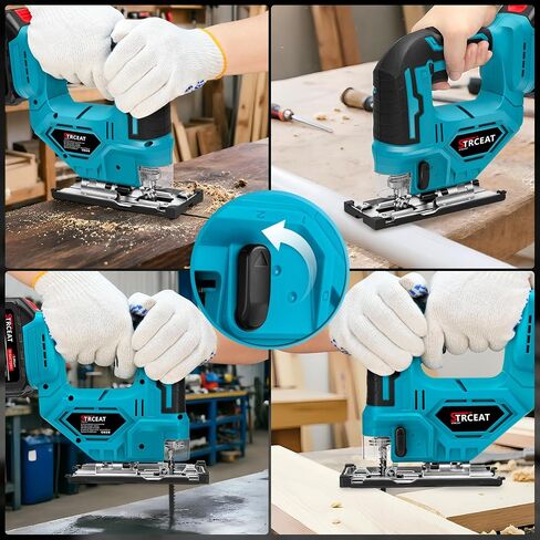 21V Cordless Jigsaw Tool, Electric Jig Saw with 2× 2.0Ah Batteries, 0°-45° Bevel Cuts, 4 Orbital Settings for Wood Cutting, 2800SPM Variable Speed, Mini Jigsaw for Straight/Curve/Circle Cutting (Blue) in Kuwait