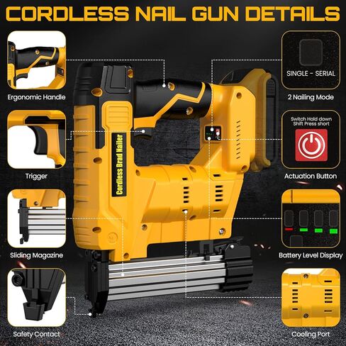 18 Gauge Cordless Brad Nailer & Staple Gun for De Walt 20V MAX Battery(No Battery), 2 in 1 Electric Nail Gun with 1000 Brad Nails and 1000 Staples for Home Improvement, DIY and Woodworking in Kuwait