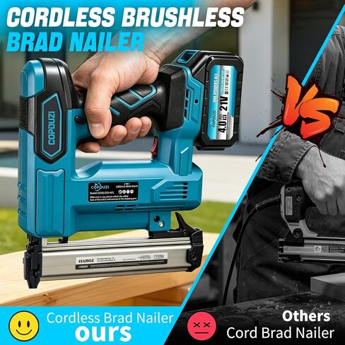 21V Cordless Nail Gun, 18 Gauge 2-in-1 Electric Brad Nailer With 2 * 4.0Ah Battery, Pistola De Clavos with 2000pcs Nails, Power Nailers Adjustable Depth for Wood, Upholstery & DIY Projects in Kuwait