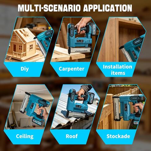 21V Cordless Nail Gun, 18 Gauge 2-in-1 Electric Brad Nailer With 2 * 4.0Ah Battery, Pistola De Clavos with 2000pcs Nails, Power Nailers Adjustable Depth for Wood, Upholstery & DIY Projects in Kuwait