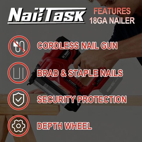 18GA Cordless Nail Gun and Stapler, 2-in-1 Brad Nailer, No Battery | Works with 18GA Brad Nails 3/4"-2", Tool-Free Depth Control, Compatible with Makita Battery, for Trim, Baseboards Upholstery in Kuwait