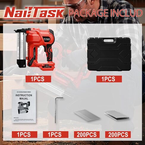 18GA Cordless Nail Gun and Stapler, 2-in-1 Brad Nailer, No Battery | Works with 18GA Brad Nails 3/4"-2", Tool-Free Depth Control, Compatible with Makita Battery, for Trim, Baseboards Upholstery in Kuwait