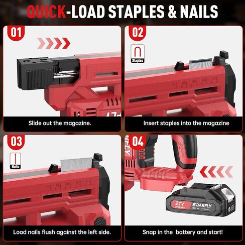 Nail Gun Battery Powered, 18 Gauge 2-in-1 Cordless Brad Nailer Stapler (Includes 2 × 2.0Ah Battery), Charger, 1500 Staples and Nails, Electric Staple Gun for Carpentry and Upholstery in Kuwait