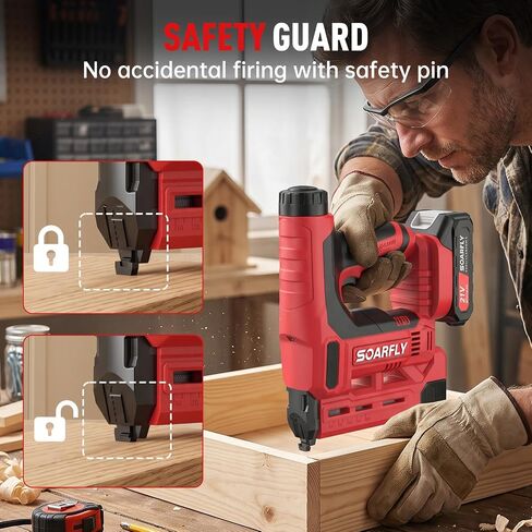 Nail Gun Battery Powered, 18 Gauge 2-in-1 Cordless Brad Nailer Stapler (Includes 2 × 2.0Ah Battery), Charger, 1500 Staples and Nails, Electric Staple Gun for Carpentry and Upholstery in Kuwait