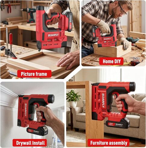 Nail Gun Battery Powered, 18 Gauge 2-in-1 Cordless Brad Nailer Stapler (Includes 2 × 2.0Ah Battery), Charger, 1500 Staples and Nails, Electric Staple Gun for Carpentry and Upholstery in Kuwait