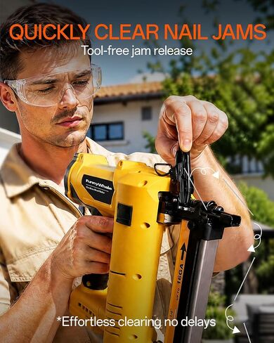3-in-1 Cordless Brad Nailer Compatible with Dewalt 20V Battery(No Battery) | 16GA & 18 GA Finish Nailer, Brad Nailer, and Narrow Crown Staple Gun with Adjustable Depth,Tool-Free Jam Release in Saudi Arabia