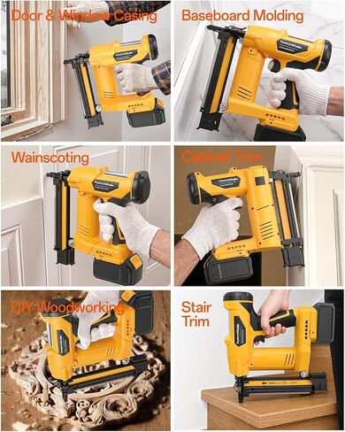 3-in-1 Cordless Brad Nailer Compatible with Dewalt 20V Battery(No Battery) | 16GA & 18 GA Finish Nailer, Brad Nailer, and Narrow Crown Staple Gun with Adjustable Depth,Tool-Free Jam Release in Saudi Arabia
