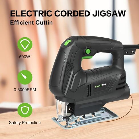 GALAX PRO 4.5Amp Jig Saw, Variable Speed ​​3000 RPM for Wood Cutting | 6-Speed Settings,Electric Jigsaw with LED Light, Adjustable Bevel Angle ±45° in Kuwait