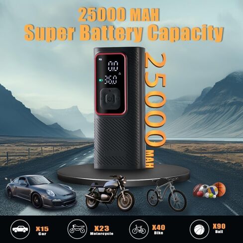 ZZT Air Compressor Tire Inflator Portable Air Pump for Car Tires with Tire Pressure Gauge (150 PSI) - One Click Smart Pump for Car, Motorcycle, Bicycle and Ball (Black&Red) in Kuwait