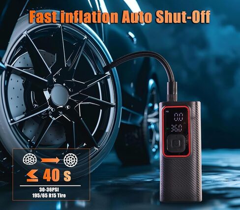 ZZT Air Compressor Tire Inflator Portable Air Pump for Car Tires with Tire Pressure Gauge (150 PSI) - One Click Smart Pump for Car, Motorcycle, Bicycle and Ball (Black&Red) in Kuwait
