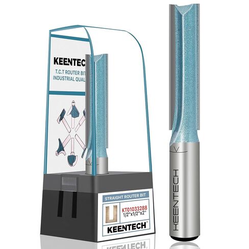 KEENTECH Straight Router Bit, 1/4" Shank, 3/4" Dia x 3/4" Cutting Length | 10X Lifespan, Industrial Grade, Tungsten Carbide Tipped, Woodworking, Storage Case in Kuwait