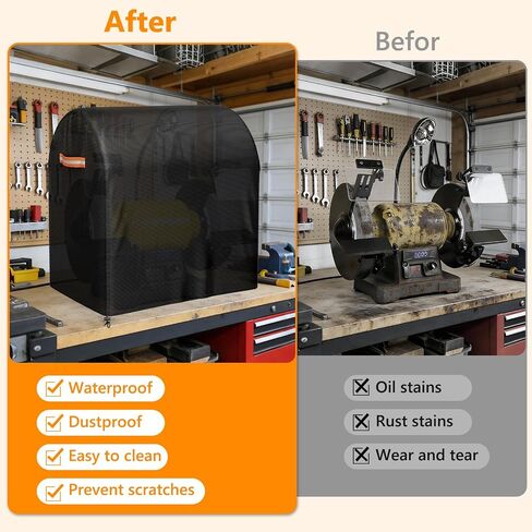 Bench Grinder Cover, Fits Most 8 Inch Bench Grinders, Waterproof Heavy Duty Oxford Grinder Machine Cover, Compatible with DEWALT, WEN, VEVOR, BUCKTOOL, 19"L x 12.5"W x 15"H in Kuwait