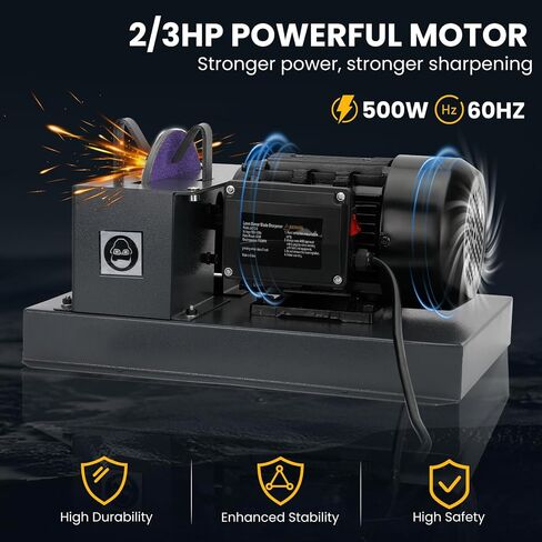 Lawn Mower Blade Sharpener,2/3HP 500W | Mower Blades Grinder, Electric LawnMower Blade Sharpener with 7 Inch Ceramic Grinding Wheel and 1 Pair 60 Grit Sandpaper & 30° 40° Bracket in Kuwait