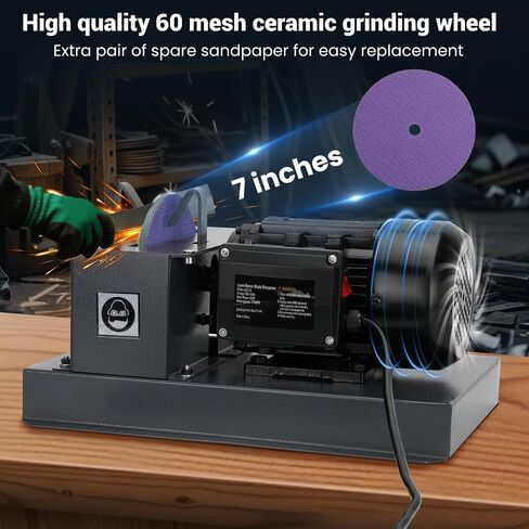 Lawn Mower Blade Sharpener,2/3HP 500W | Mower Blades Grinder, Electric LawnMower Blade Sharpener with 7 Inch Ceramic Grinding Wheel and 1 Pair 60 Grit Sandpaper & 30° 40° Bracket in Kuwait