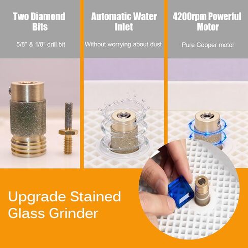 Stained Glass Grinder Machine 110V 65W,Stained Glass Making Tools Glass Diamond Ceramics Art Glass DIY Bench Grinder Tool Machine with 2PCS Grinder Bits 4200r/min in Kuwait