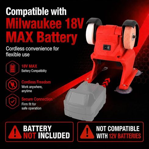 Mini Bench Grinder Compatible with Milwaukee 18V Battery | Battery not included, 150W pure copper motor, 5500 RPM speed, 3" wheels for sharpening, polishing and rust removal in Kuwait