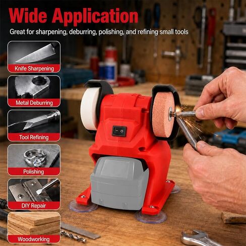 Mini Bench Grinder Compatible with Milwaukee 18V Battery | Battery not included, 150W pure copper motor, 5500 RPM speed, 3" wheels for sharpening, polishing and rust removal in Kuwait