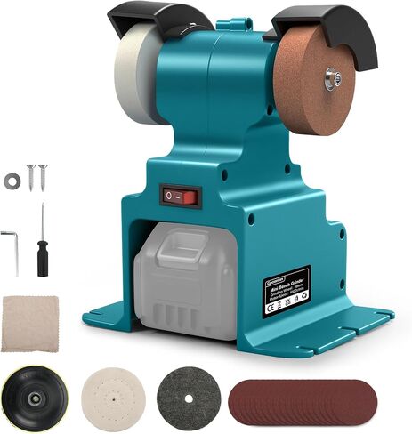 Mini Bench Grinder Polisher Compatible with Makita 18V Batteries, Electric Mini Sander for Crafts, Small Benchtop Grinding Machine for DIY, Metal, Wood, Jewelry Buffing in Kuwait