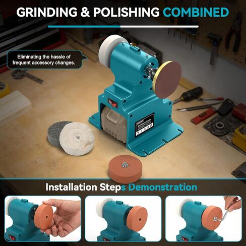 Mini Bench Grinder Polisher Compatible with Makita 18V Batteries, Electric Mini Sander for Crafts, Small Benchtop Grinding Machine for DIY, Metal, Wood, Jewelry Buffing in Kuwait