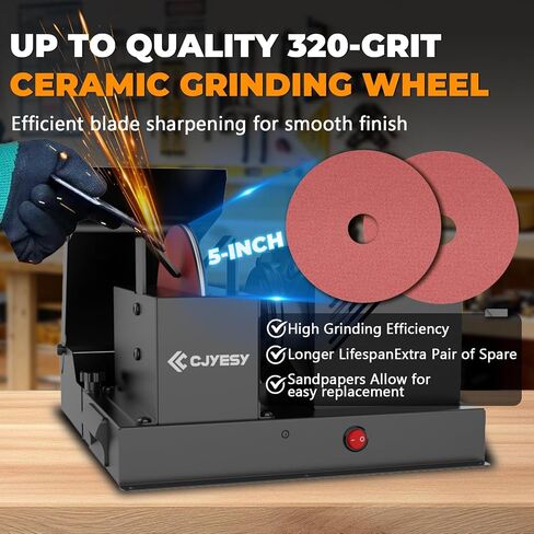Heavy Duty Lawn Mower Blade Sharpener, 700W 1HP Blade Grinder with 5-Inch Ceramic Wheel, Fast Bench Sharpening Machine for Gator, Flat, High Lift & Low Lift Blades in Kuwait