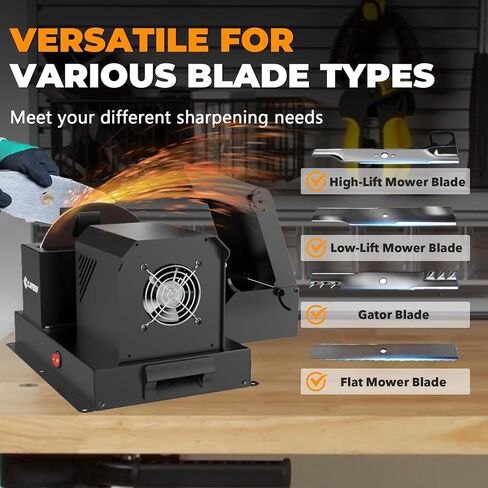 Heavy Duty Lawn Mower Blade Sharpener, 700W 1HP Blade Grinder with 5-Inch Ceramic Wheel, Fast Bench Sharpening Machine for Gator, Flat, High Lift & Low Lift Blades in Kuwait