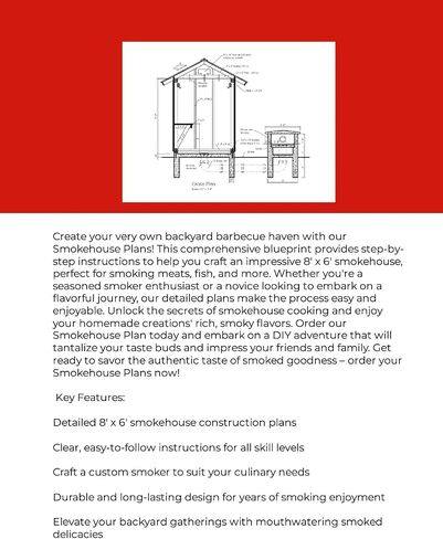 8' x 6' Smokehouse Building Plans - DIY Smoker Construction Blueprint in Kuwait