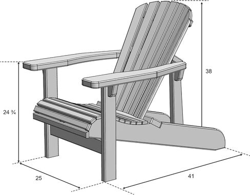 Island Crown Adirondack Chair Project Plan with Easy-to-Follow Instruction Booklet and Full Size Paper Templates, DIY Woodworking Blueprint, Made in USA in Kuwait