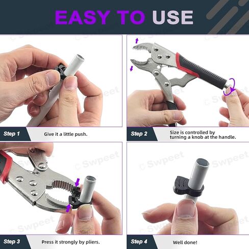 Swpeet 57Pcs 5 Size Heavy Duty Double Snap Grip Nylon Hose Clamps and 7" Curved Jaw Locking Pliers Assortment Kit, Adjustable Ratcheting Hose Clamp, Vice Grips Pliers, Snap Fastener in Kuwait