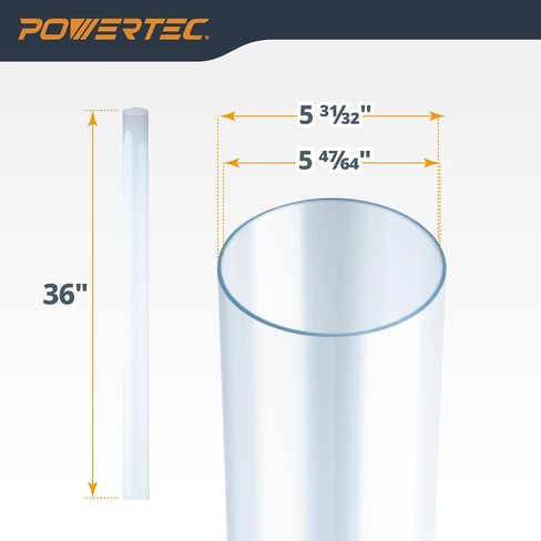 POWERTEC Clear PVC Pipe 6" x 36" Long, 2PK Rigid Plastic Tubing, Round Tube Compatible w/Dust Collection Fittings - Hose for Woodworking Tool, Dust Collection System or Cat Tree (70274-P2) in Kuwait