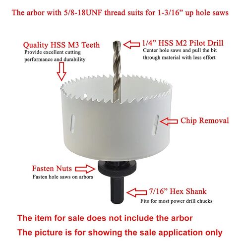 MaxTool 4-1/2" Bi-Metal Hole Saw 114mmCobalt M42 High Speed Steel Bimetal Holesaw with 1.75" Deep 5/8-18 Thread for Cut Tough Material; BM42W44R432E in Kuwait