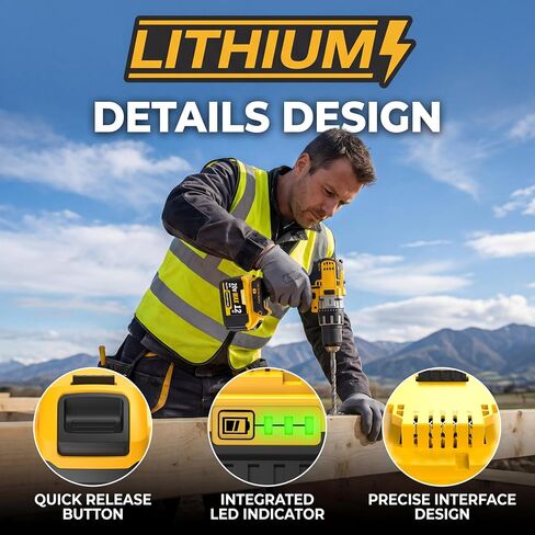 2-Pack 12000mAh High-Capacity Replacement for Dewalt 20V MAX Battery, Compatible with Dewalt 20V Lithium Battery DCB200 DCB201 DCB203 DCB204 DCB205 DCB206 DCB207 Series Cordless Power Tools in Kuwait