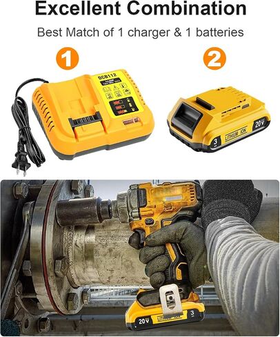 TeenPower Upgraded 3Ah 20V Replacement for Dewalt 20V Max Battery with DCB112 Charger 12/20V Charger in Kuwait