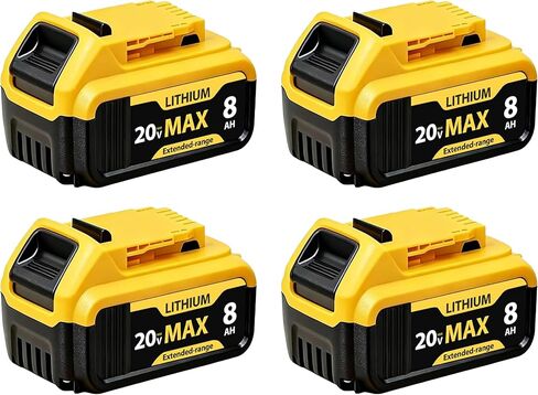 4 Packs 8000mAh Replacement for Dewalt 20V Max Battery Lithium-ion Compatible with DCB201 DCB200 DCB206 DCB207 and 20V Cordless Power Tools in Kuwait