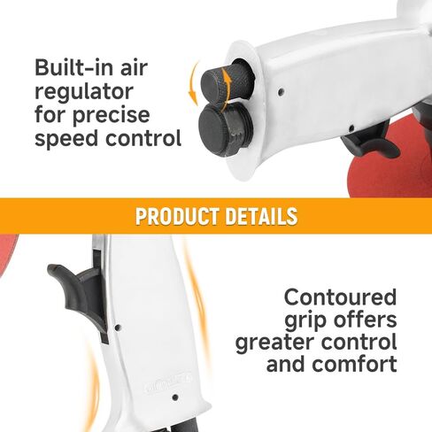 Hoteche 4" to 6" Orbital Air Sander, High Speed Pneumatic Sander, 90° Angle Air Powered Buffer with 4", 5", 6" Sanding Discs and Universal 1/4" Air Inlet for Auto Body & Woodwork in Kuwait