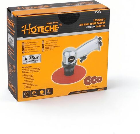 Hoteche 4" to 6" Orbital Air Sander, High Speed Pneumatic Sander, 90° Angle Air Powered Buffer with 4", 5", 6" Sanding Discs and Universal 1/4" Air Inlet for Auto Body & Woodwork in Kuwait