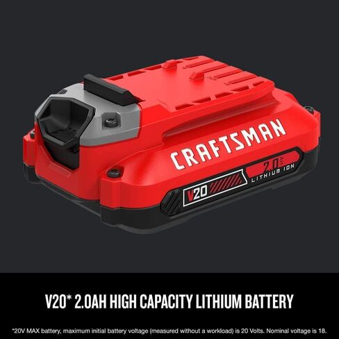 CRAFTSMAN V20 Lithium Ion Battery, 2.0-Amp Hour, 2 Pack (CMCB202-2) in Kuwait