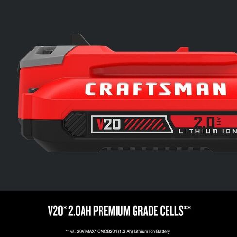 CRAFTSMAN V20 Lithium Ion Battery, 2.0-Amp Hour, 2 Pack (CMCB202-2) in Kuwait